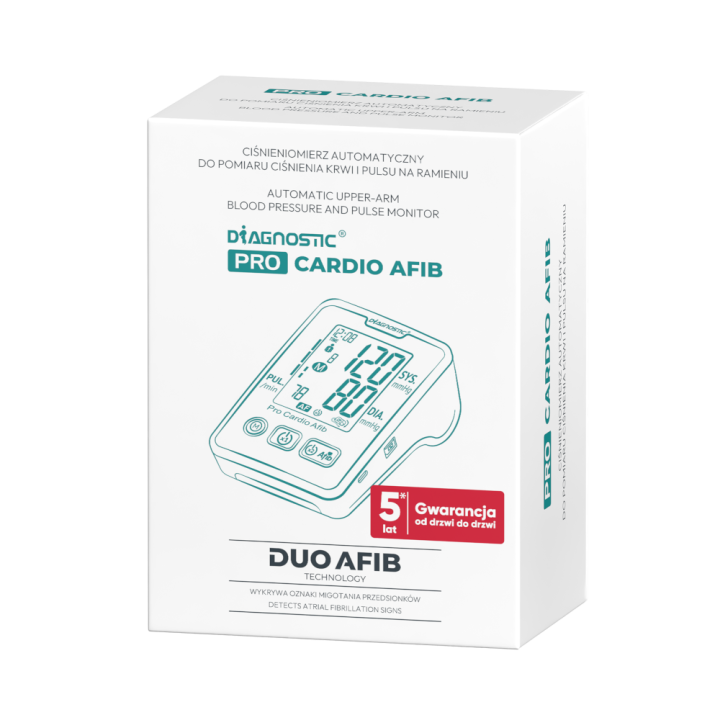 Diagnostic Pro Cardio Afib ciśnieniomierz automatyczny do pomiaru ciśnienia krwi i pulsu na ramieniu